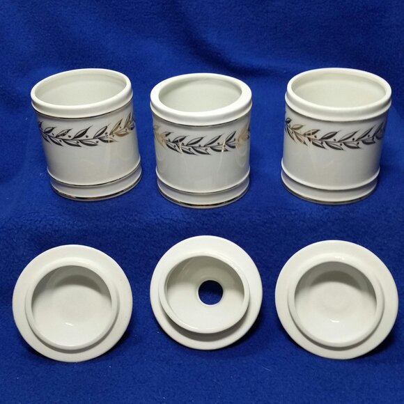 Vintage Lefton Apothecary Vanity Jar Decor Set MCM 1950's 3 Pc Set Lefton 2404 - Picture 8 of 10